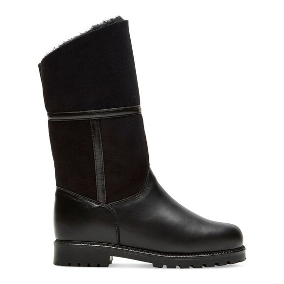 LA CANADIENNE Womens Black Mixed Media Hilaria Toe Leather Winter Boots 6 M - Picture 3 of 4